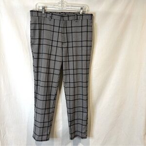 TOPMAN Houndstooth Window Pane Plaid Check Trouser Pants,‎ Black/White | Sz 34